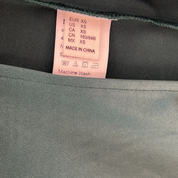 Teal Off the Shoulder Slip Dress with Slit - Picture 6 of 8